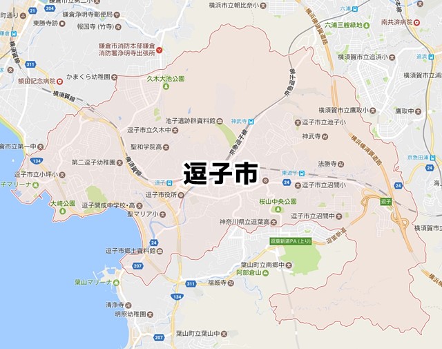 神奈川県逗子市のNURO光対応エリアマップ