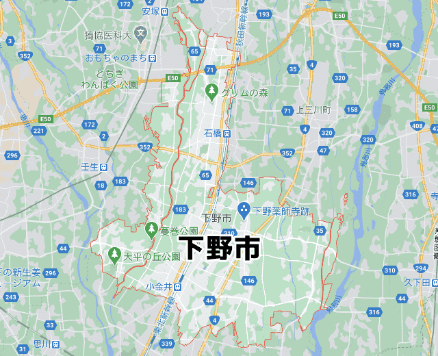 栃木県下野市マップ