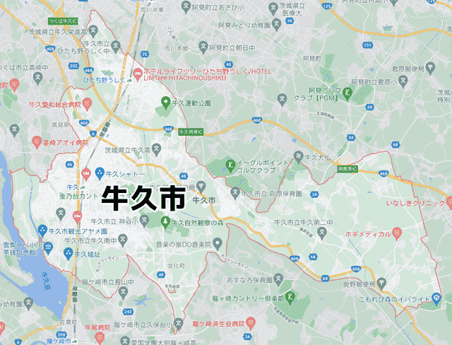 茨城県牛久市マップ